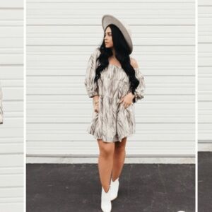 Mustard Seed • Boho Boutique Square Neck Animal Print Tiered Shift Dress Sz Sm